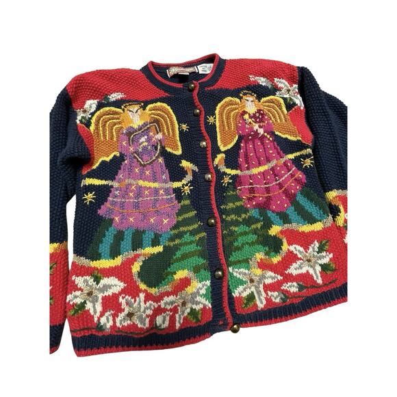 Vtg 80s Cardigan Bay Angel Sweater Womens Small Hand knitted Artsy Cottagecore - Picture 2 of 11
